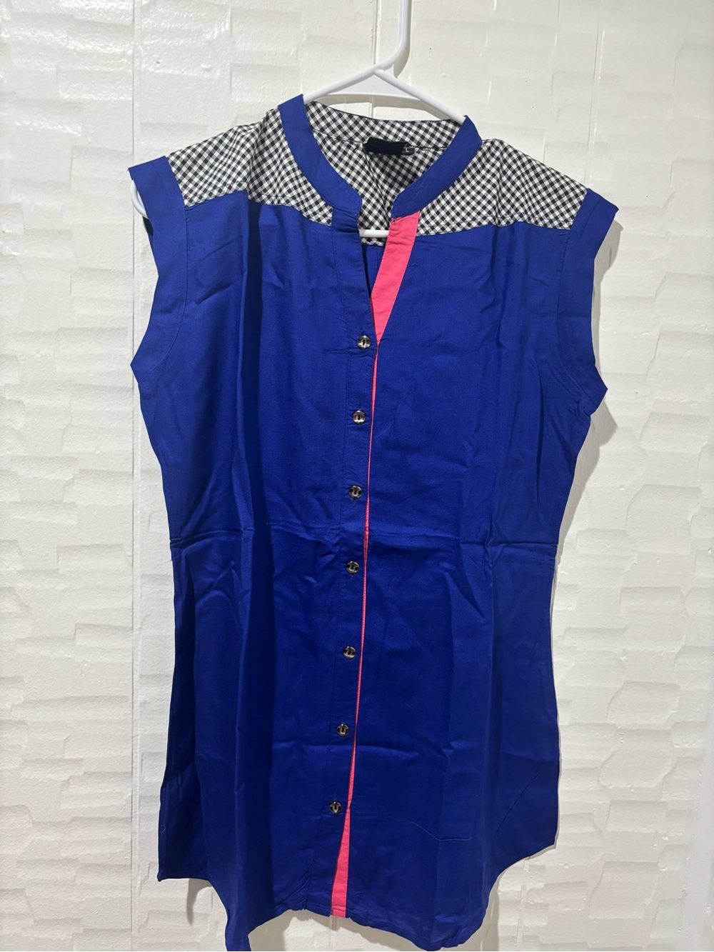 Pearl Royal Blue and Pink Kurta with Checked Lining